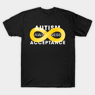 Autism Acceptance With Gold Infinity T-Shirt